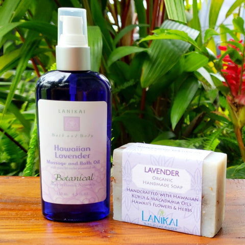Shop online High quality Hawaiian Lavender Massage and Bath Oil. With organic, natural Lavender Soap - Lanikai Bath and Body