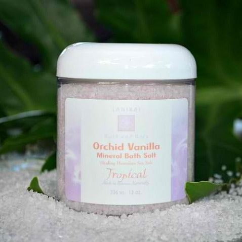 Shop online High quality Orchid Vanilla Mineral Bath Salt 12 oz. - Lanikai Bath and Body