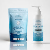 Premium CBD Hemp Body Lotion & Epsom Soaking Salt Set - THC Free, Organic Relief with Peppermint or Eucalyptus