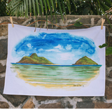 Mokulua Islands Tea Towel – Artwork by Patrick Ching