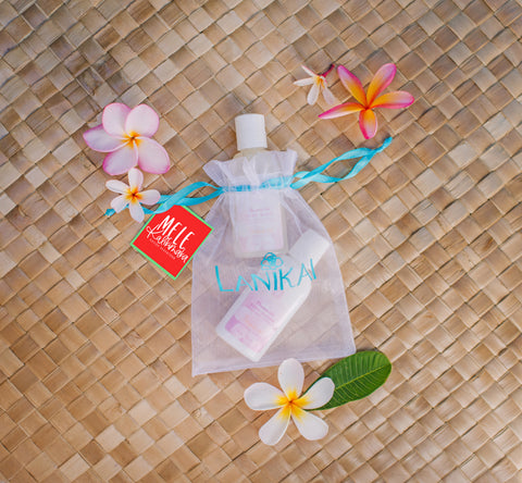 Lanikai Natural Lotion and Wash Duo 2.5 oz in custom Lanikai Organza Bag