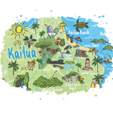 Kailua Town Travels Tea Towel