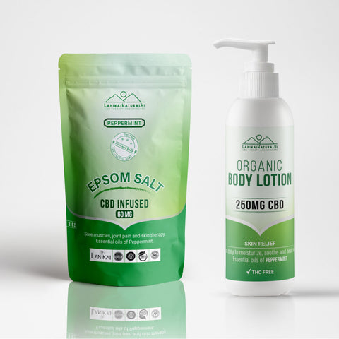 Shop online High quality CBD (THC Free) Hemp Body Lotion 250 mg and CBD Epsom Soaking Salt 60 mg - Lanikai Bath and Body